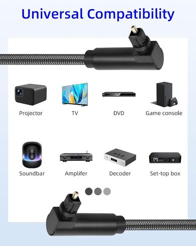 Double 90 Degree Toslink Optical Audio Cable,360 Degree Swivel Digital Optical Audio Male to Male Cable for Home Soundbar,Theater,Sound Bar,TV(3M/9FT) in Saudi Arabia
