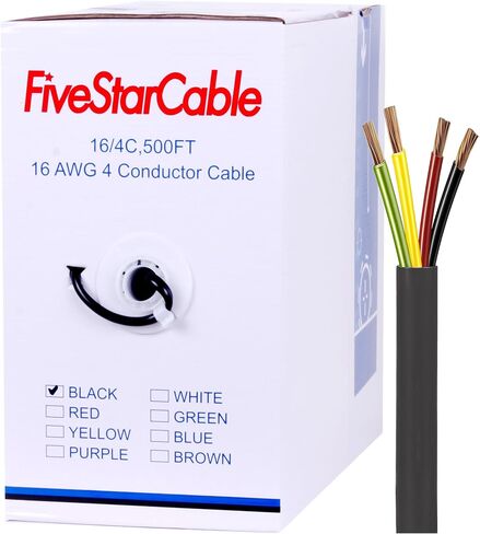 16/4 500 Ft. 4 Conductors Audio Speaker Lightning Installation High-Power Home Wiring Cable Wire (Black, 16-4 500ft) in Kuwait