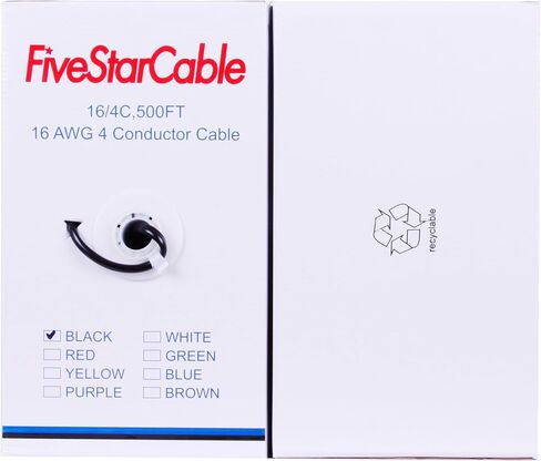16/4 500 Ft. 4 Conductors Audio Speaker Lightning Installation High-Power Home Wiring Cable Wire (Black, 16-4 500ft) in Kuwait
