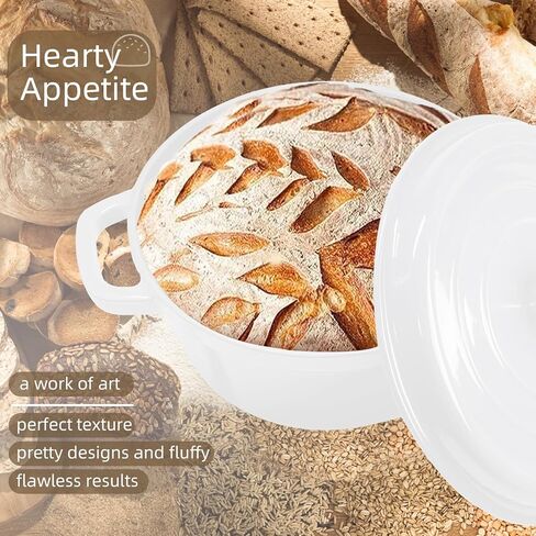 4 Color Complete sourdough bread makin Starter Kit,Sourdough Bread Baking Supplies for Beginner with Pot, Banneton Bread Proofing Baskets, Starter Jar, Scraper, Bread Making Tools & More (White) in Kuwait