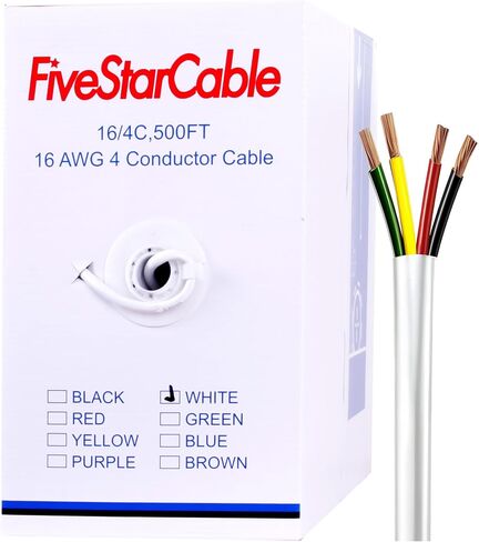 16/4 500 Ft. 4 Conductors Audio Speaker Lightning Installation High-Power Home Wiring Cable Wire (Black, 16-4 500ft) in Kuwait