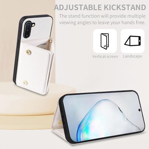 Phone Case for Samsung Galaxy Note 10 5G Wallet Cover with Crossbody Shoulder Strap and Leather Credit Card Holder Pocket Slim Stand Cell Accessories Note10 Notes 10s Ten Not S10 Girls Black in Saudi Arabia