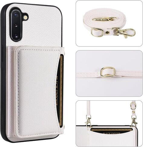 Phone Case for Samsung Galaxy Note 10 5G Wallet Cover with Crossbody Shoulder Strap and Leather Credit Card Holder Pocket Slim Stand Cell Accessories Note10 Notes 10s Ten Not S10 Girls Black in Saudi Arabia