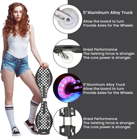 RipStik Caster Board, Deluxe Junior Rip Stick with Illuminating Wheels for More Excitement,Fun and Visibility, Ripstick Skateboard for Kids 8+ (Blue A) in Saudi Arabia
