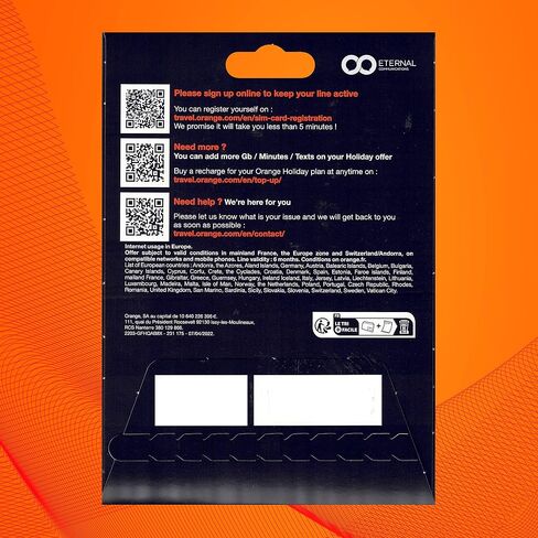 Preloaded Orange Travel Sim Card Now with 30GB of 4G Data, Unlimited Calls & SMS in Europe, 120 mins + 1000 SMS from Europe to Worldwide (Lasts for 14 Days). Tethering Allowed in Saudi Arabia