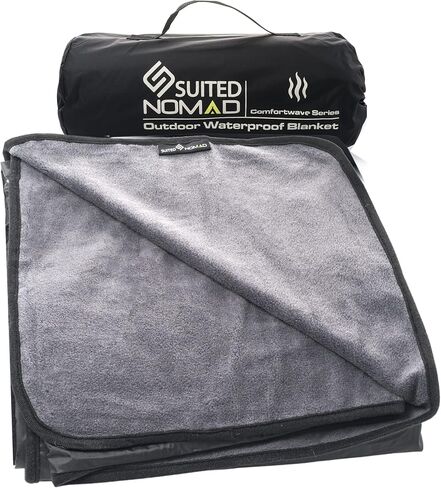 SUITEDNOMAD Large Waterproof Outdoor Stadium Blanket, Windproof and Warm Extra Thick Fleece or Quilted Sherpa, Great for Cold Weather Camping, Picnic, Sports, Festivals in Saudi Arabia