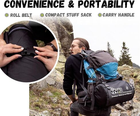 SUITEDNOMAD Large Waterproof Outdoor Stadium Blanket, Windproof and Warm Extra Thick Fleece or Quilted Sherpa, Great for Cold Weather Camping, Picnic, Sports, Festivals in Saudi Arabia