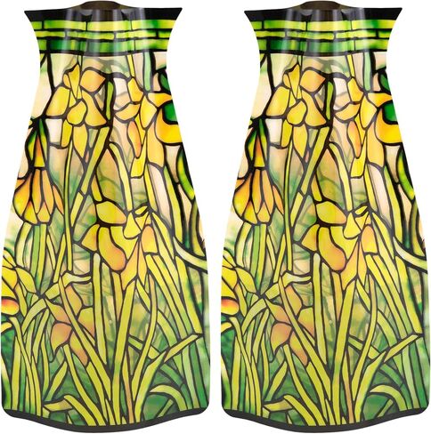 MODGY Expandable Flower Vase, Plastic Decorative Modern Foldable Printed Vases for Centerpieces for Wedding, Dining Table, Home Decor, Living Room, Bathroom, Louis C. Tiffany Mellon House Waterlilies in Saudi Arabia