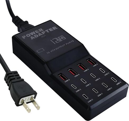 محطة الشحن (65W) ، شاحن سطح مكتب USB C 12-in-1 للهاتف 15 ، MacBook ، وأكثر من 5 قدم كابل مسطح وتوصيل للمنزل ، Office (12 منافذ USB-C) in Kuwait