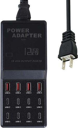 محطة الشحن (65W) ، شاحن سطح مكتب USB C 12-in-1 للهاتف 15 ، MacBook ، وأكثر من 5 قدم كابل مسطح وتوصيل للمنزل ، Office (12 منافذ USB-C) in Kuwait