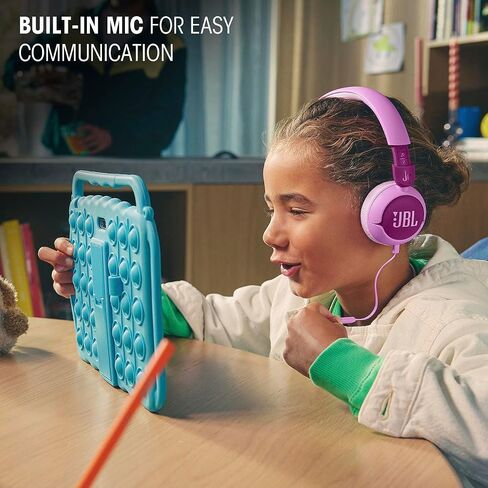 JBL Junior 320 - Wired on-Ear Kids Headphones Safe Sound (<85dB), Built-in mic, Fit for Kids and Customizable with Included Stickers (Purple) in Kuwait