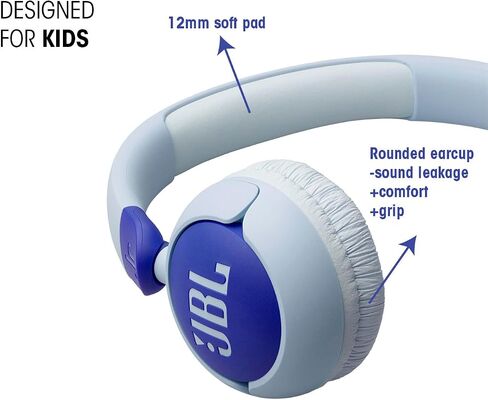 JBL Junior 320 - Wired on-Ear Kids Headphones Safe Sound (<85dB), Built-in mic, Fit for Kids and Customizable with Included Stickers (Purple) in Kuwait