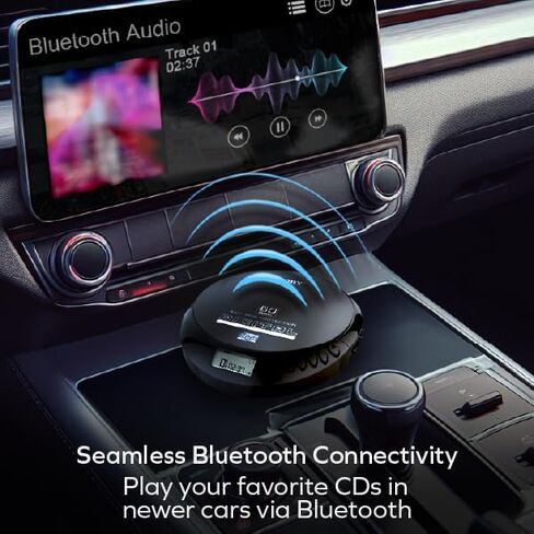 Coby CD Player Portable Bluetooth CD Player for Car, Headphones, FM, AUX, MP3 Anti-Skip CD Player for Home, Compact Discman, Rechargeable, Lightweight (Renewed) in Saudi Arabia
