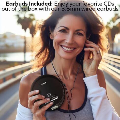 Coby CD Player Portable Bluetooth CD Player for Car, Headphones, FM, AUX, MP3 Anti-Skip CD Player for Home, Compact Discman, Rechargeable, Lightweight (Renewed) in Saudi Arabia