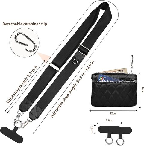 Keallce Clip and Go Strap for Phone with Wallet Crossbody, Adjustable Phone Strap with Anti-Theft Zippered Pouch, Cellphone Lanyard Wristlet Accessories for Women Men Beige in Saudi Arabia