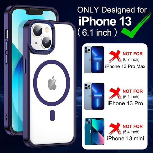 for iPhone 13 Case,[Compatible with Magsafe][Anti-Yellowing] with Screen Protector,Slim Thin 10 FT Shockproof Phone Case 6.1 inch-Clear in Saudi Arabia