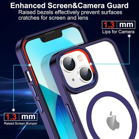 for iPhone 13 Case,[Compatible with Magsafe][Anti-Yellowing] with Screen Protector,Slim Thin 10 FT Shockproof Phone Case 6.1 inch-Clear in Saudi Arabia