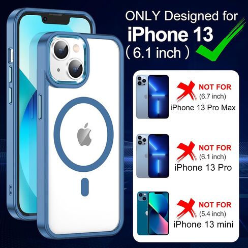 for iPhone 13 Case,[Compatible with Magsafe][Anti-Yellowing] with Screen Protector,Slim Thin 10 FT Shockproof Phone Case 6.1 inch-Clear in Saudi Arabia