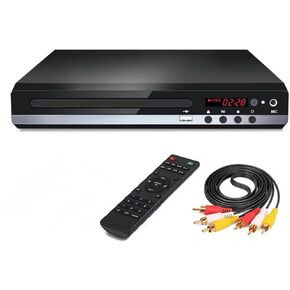 Home DVD Player TV CD Player Compact DVD Player Supports NTSC/PAL System with RCA Stable Outputs/USB 128G Input, Contains Remote Control and RCA Cable(Without HDMI Cable)