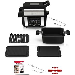 Foodgenie Gourmax Pro One Cooking Device - All-in-One Oven, Smokeless Grill, Air Fryer, Griddle, Cooker & More – 16 Preset Functions, Smart Temperature Control, Dual Surface, Dishwasher Safe, 1500W