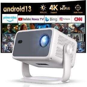 [Netflix Officially & AI Auto Focus] Portable Projector Native1080P Support 4K Parse WIFI6 5G Wireless 5.0 Bluetooth Android 13,800ANSI,360° Rotatable, Auto Keystone Correction Video Projecto