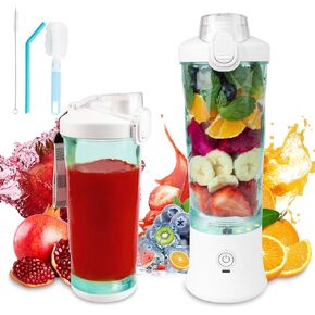 Smoothie Blender, Personal Blenders for Shakes and Smoothies with 6 Blades, 600ML Portable Blender Rechargeable USB with BPA Free Cup and Lid, Mini Blenders for Home,Gym, Travel