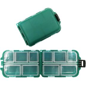 2x Small Hard Fishing Tackle Box Portable Case Hooks Lure Baits Storage Box Containers For Storing Swivels Jigs Hooks Sinker,10 Compartments (Black)