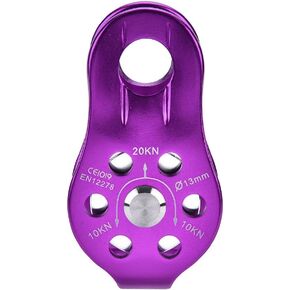 20kN UIAA Certified Heavy Duty Single Swivel Rope Pulley Fixed Tree Rock Climbing Single Pulley Rappelling Arborist Safety Gear(Purple)