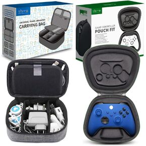 Sisma Charging Cords Corgers Organizer (Gray) + Xbox Series X | S Controller Case (Black)