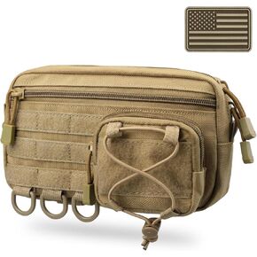 Molle Admin Pouch for Tactical Backpack, EDC Tool Pouch Organizer, Tactical Admin Pouch Molle, Belt Zipper Utility Waist Bag, Horizontal Phone Pouch with US Flag Patch