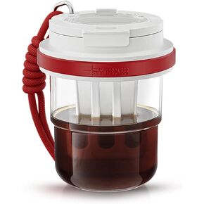 MHW-3BOMBER Cold Brew Coffee Maker Portable Travel Coffee Mug 18oz - Iced Coffee Maker Tea Brewer Pitcher with Filter - Reusable Tritan Coffee Cups Tumblers for Gifts Car Office Sports, Red M5771R-OS
