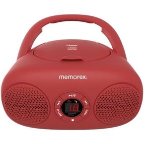 Memorex AM/FM Top Loading CD Player | Portable Stereo with Programmable Memory | Auxiliary Input and LED Display (Red)
