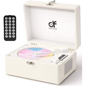 CD Player Retro with Upgraded Speakers Bluetooth in/Out Rechargeable Portable CD Player for Home with LED Screen Boombox USB Type-c Creamy White