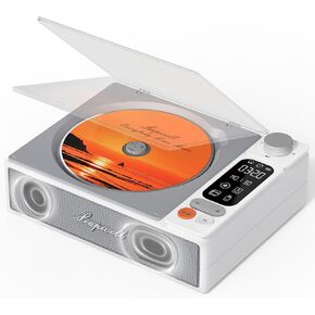 مشغل أقراص مضغوطة مشغل Bluetooth Pluetooth Desktop CD للمنزل مع مكبرات صوت قابلة لإعادة شحن مشغل أقراص مضغوط رجعية مع شاشة LCD بصرية USB أبيض