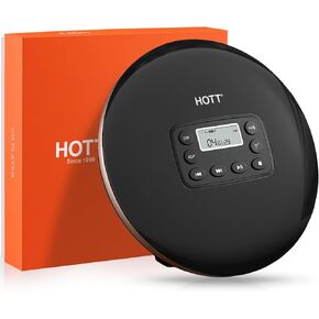 HOTT Bluetooth CD Player, Portable Walkman CD Player with MP3/USB, Headphones, Rechargeable Battery, Anti-Shock Protection, AUX & Bluetooth Connectivity, Perfect for Car and Travel (CD711T)