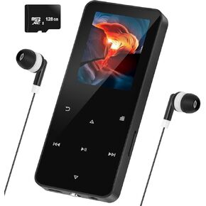 144GB MP3 Player with Bluetooth 5.2, Music Player with Built-in Speaker/FM Radio/Voice Recorder/E-Book Reader, Lossless Sound Multifunctional Mini Design Ideal for Sport Running (Earphones Included)