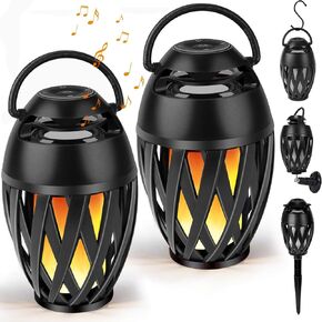 Outdoor Bluetooth Speaker Gifts for Men,Him with LED Flame Effect,Unique Gifts for Men Him Dad，IPX5 Waterproof Portable Tiki Torch Atmosphere Decoration for Party|Patio|Garden with Stake&Hook&Pole