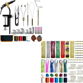 73Pcs Fly Tying Tools Kit with 145Pcs Fly Tying Material Kit Bundled Items