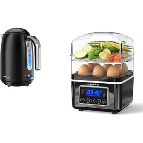 2 Tiers Electric Food Steamer with Evoloop Electric Kettles