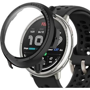 (حزمة واحدة) حالة مراقبة Orzero متوافقة مع Amazfit Active 2 ، غطاء الوجه الواقي من إطار الوجه واقي شاشة زجاجي مضمّن ، امتصاص الصدمات المقاوم للخدش - أسود in Saudi Arabia
