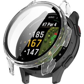 Screen Protector Case Compatible with Garmin Approach S50 with Tempered Glass, Ultra-Thin Hard PC Full Protective Face Cover Bumper Shell for Garmin Approach S50 Smartwatch Accessories (Clear)