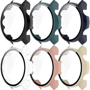 Protective Case Compatible with Garmin Forerunner 955/955 Solar Screen Protector Tempered Glass Hard PC Full Cover Shell All-Around Cases Coverage for Forerunner 955 Case (Black*2)