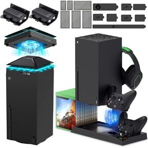 RGB Cooling Fan for Xbox Series X with Dust Cover Filter & Vertical Cooling Stand Compatible with Xbox Series X with Cooling Fan