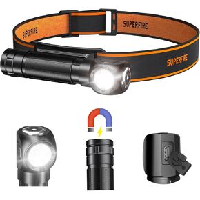 Superfire 1000 Lumens Headlamp Flashlight for Adults Rechargeable, Super Bright LED Head Lamps with 5 Light Modes, Waterproof Head Flashlight with Headband, Magnetic Base for Working, Hunting, Camping