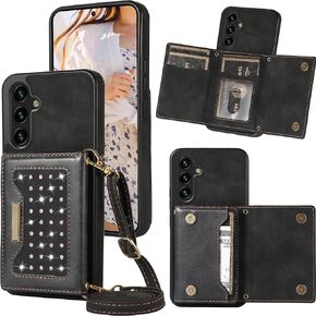 CCSmall for Samsung Galaxy A54 5G Crossbody Wallet Case for Women, Bling Glitter PU Leather Phone Case with RFID Blocking Card Holder Cover for Samsung Galaxy A54 5G SZ Purple