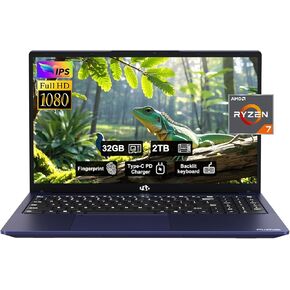 NIMO 15.6'' FHD Business-Laptop-Computer - 8 Cores AMD Ryzen 7 6800H, 32GB DDR5 RAM 1TB SSD(Beat Intel i7 12700H, Up to 4.7GHz), AMD Radeon 680M GPU, IPS, 100W Type-C, Fingerprint, Backlit Keyboard