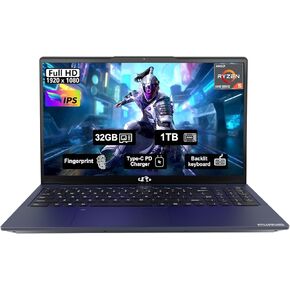 NIMO 15.6'' FHD IPS Business-Laptop-Computer - 6 Cores AMD Ryzen 5 6600H, 32GB DDR5 RAM 1TB SSD(Beat Ryzen 7 5700U, Up to 4.5GHz), 100W Type-C, 6 Cores 660M GPU, Fingerprint, Backlit Keyboard