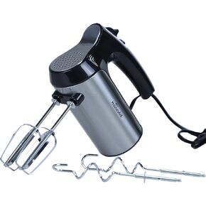 200W Hand Mixer, Lightweight Electric Mixer with Turbo Function, 5-Speed Handheld Mixer for Whipping, Folding, and Dough Kneading, Compact Storage with Attachments,black