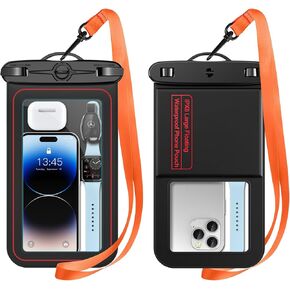 Floating Waterproof Phone Pouch, Large Waterproof Cell Phone Case, IPX8 Phone Dry Bag for iPhone 16/15/14/13/12/11/SE Series, Galaxy S25 Ultra/S24/S23 Up to 9’’ Black