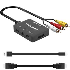 HDMI to RCA Converter with 3.5mm Audio Headphones Port, HDMI to AV Adapter for Older TV Supports PAL/NTSC Compatible for Various Streaming Stick,Fire TV Stick,Chromecast,Roku, DVD, Android TV Box